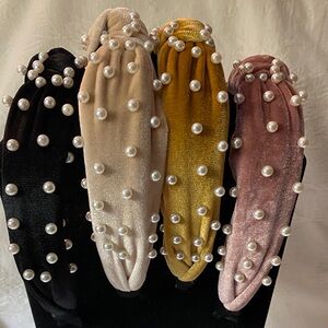 Pearl Embellished Headband Set - Black, Cream, Gold, Pink … All Appears Unused